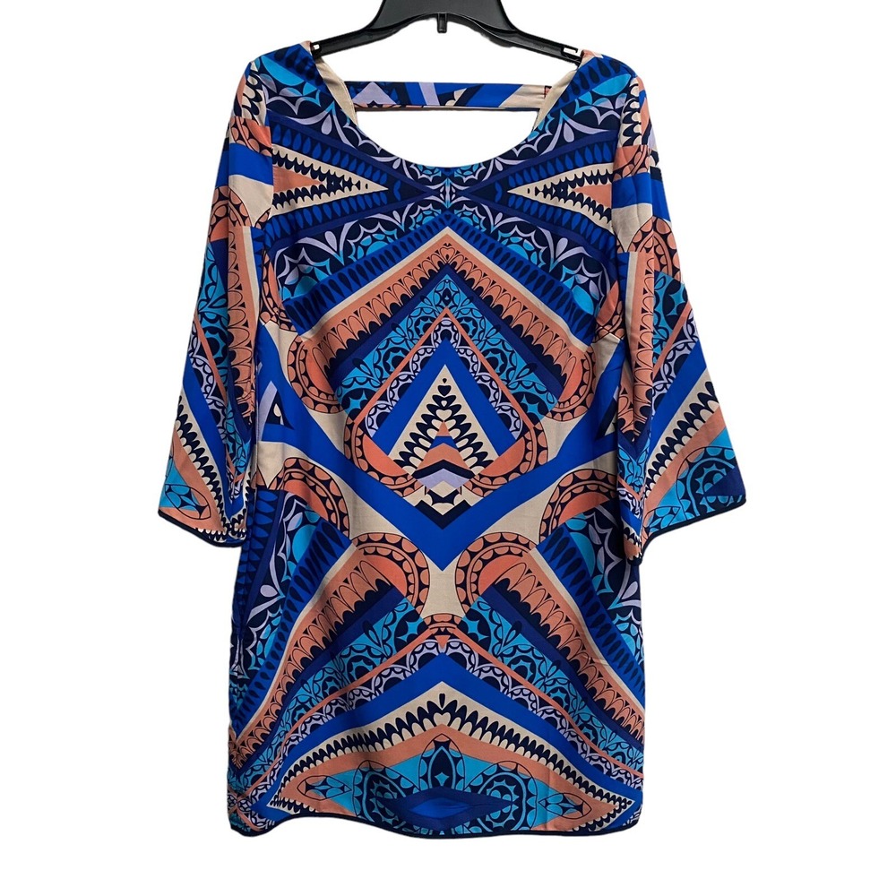 Pink Owl Women's Shift Chevron Geometric Tribal Multicolor Print Small Dress